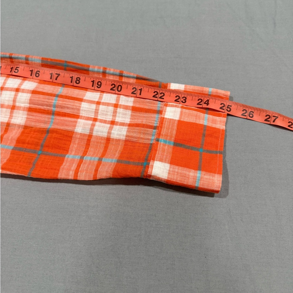 J. Crew Women Gauzy Popover Button Down in Orange Plaid Shirt Size 12 - Picture 11 of 13